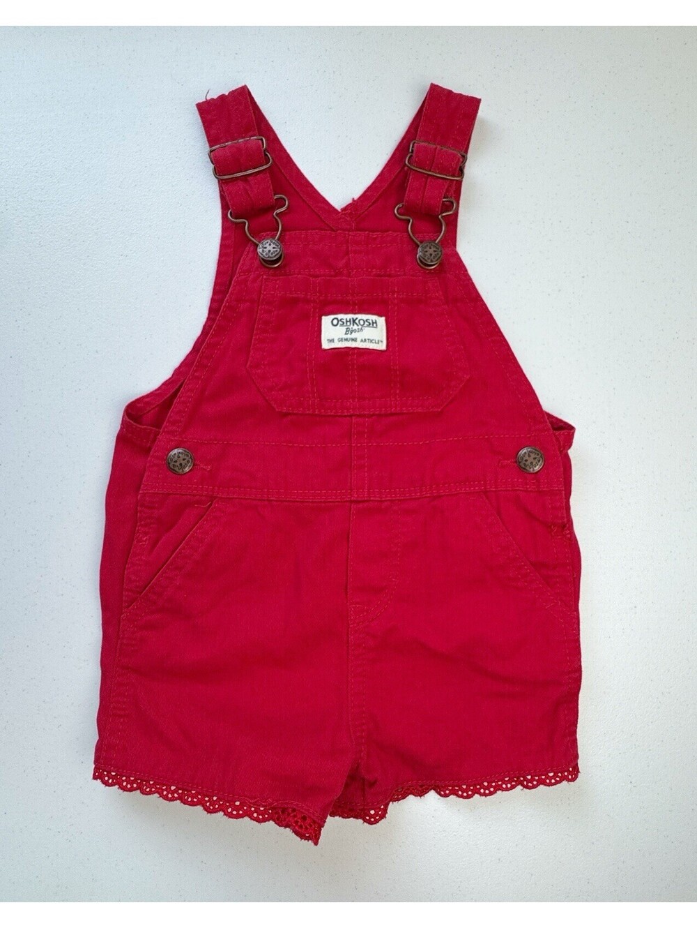 Oshkosh Red Shortalls w/ Fringe Detail 12 Months